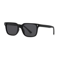 Classic matte black square polarized sunglasses with decorative double metal rivets - Sand Black / Black Grey