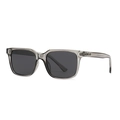Modern square polarized sunglasses with transparent grey frame and dark grey lenses - Grey Frame Black Grey Lens