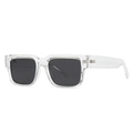 Classic square polarized sunglasses with transparent frames and dark lenses for men and women - Transparent Black Gray Lens (C3)