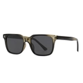 Classic polarized square sunglasses with olive green gradient frames and dark lenses - Olive Green Frame Grey Lens