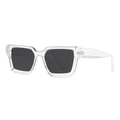 Classic square polarized sunglasses with a clear transparent frame and dark grey lenses - Transparent Frame Black Grey Lens