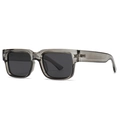 Square polarized sunglasses in translucent grey with thick temples and silver metal accents - Gray Frame Black Gray Lens (C4)