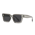 Classic square polarized sunglasses with translucent grey frames and dark black lenses - Grey Frame / Black Grey Lens