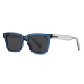 Classic polarized square sunglasses in translucent blue frame with grey tinted lenses - C3 Blue Frame Grey Lens