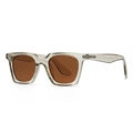 Classic polarized square frame sunglasses with tea brown lenses and translucent grey frame - Champagne Frame Tea Lens