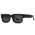 Classic black square oversized polarized sunglasses with silver arrow metal rivets - Bright Black Black Gray Lens (C6)