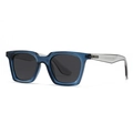 Classic polarized square sunglasses with translucent blue frame and grey lenses for unisex wear - Transparent Blue Frame Grey Lens