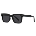 Classic black square polarized sunglasses with six-dot silver metal rivets on the frame - C1 Bright Black Frame Grey Lens