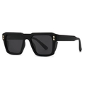 Classic polarized square frame sunglasses with black matte finish and gold accents - Sand Black / Black Grey