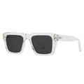 Modern square polarized sunglasses with transparent frames and gold metal rivets - Transparent Black Gray