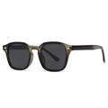Polarized sunglasses in translucent grey-green frame with double rivet details - Olive Green Frame Black Grey Lens