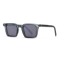 Polarized square sunglasses featuring transparent grey frames and silver metal rivets - Blue Frame / Blue Lens