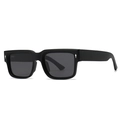 Classic matte black square polarized sunglasses with silver arrow rivets on the side - Matte Black (C1)