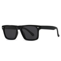 Classic polarized square frame sunglasses in glossy black for men and women - Bright Black Grey
