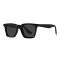 Classic polarized sunglasses with large black square frame and minimalist neutral design - Bright Black Frame Grey Lens