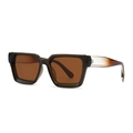 Polarized square sunglasses featuring translucent olive green frames and brown lenses - Tea Frame Tea Lens