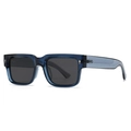 Classic square polarized sunglasses featuring transparent dark blue frames and grey lenses - Blue Frame Black Gray Lens (C2)
