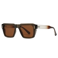 Polarized retro square sunglasses in translucent olive green frame with brown lenses - Tea Frame Tea Lens