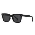 Classic matte black square polarized sunglasses with silver four-dot rivet accents - C2 Matte Black Frame Grey Lens
