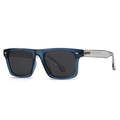 Polarized square sunglasses in translucent dark blue frame with gray lenses - Blue Frame Grey Lens