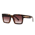 Square oversized tortoiseshell sunglasses with brown gradient lenses and gold accents - Tortoiseshell Frame Tea Lens