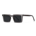 Polarized square sunglasses in translucent grey frame with dark black lenses - C7 Tea Frame Black Grey Lens