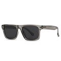 Classic square polarized sunglasses with transparent grey frame and silver rivets - Grey Frame Black Grey Lens