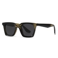Polarized square oversized sunglasses with gradient olive translucent frame and black lenses - Olive Green Frame Grey Lens