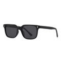 Classic black square polarized sunglasses featuring modern silver metal rivet accents - Bright Black Grey