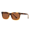 Polarized square sunglasses in amber tortoiseshell frame with brown tinted lenses - Tortoise Frame Tea Lens