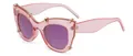 Rosafarbene transparente Cat-Eye-Sonnenbrille mit lila Gläsern und Goldakzenten - C2 Transparenter rosa Rahmen lila Gläser