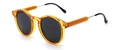 Retro sunglasses with transparent yellow round frames and metallic temples on white background - C4 Orange Amber Frame