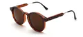 Occhiali da sole tondi vintage con montatura ambra gialla e stanghette in metallo - C2 Montatura Leopardata Tartarugata