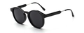 Occhiali da sole rotondi neri retrò con aste in metallo e lenti scure per un look minimal - C1 Montatura Nera