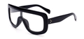Fashion oversized visor glasses in black frame with gold rivets and clear lenses - Black Frame Clear Lens