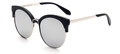 Cat-Eye-Sonnenbrille mit schwarz-goldener Halbrandfassung und silber verspiegelten Gläsern - Schwarzer Rahmen Quecksilbergläser (C6)