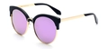 Cat-Eye-Sonnenbrille mit schwarzem Rahmen, goldenem Metallrand und pink verspiegelten Gläsern - Schwarzer Rahmen Lila Gläser (C5)