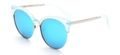 Modische Sonnenbrille mit hellblauem transparentem Rahmen und blauen Spiegelgläsern - Transparenter Blauer Rahmen Eisblaue Gläser (C4)