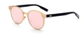 Occhiali da sole rotondi rétro con montatura in metallo dorato e lenti rosa chic - Montatura Dorata Lenti Rosa