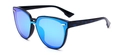 Lunettes de soleil noires TR avec verres miroirs bleus et branches à motifs chic - Monture à Motif Bleu Verres Bleus