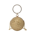 Luxurious gold sphere evening clutch bag with diamond ring handle and chain strap - Gold