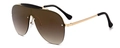One-piece oversized aviator sunglasses with gradient tea lenses and golden metal frame - Gold Gradient Tea
