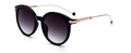 Lunettes de soleil rondes noires classiques avec branches en métal or rose et verres gris - Monture Noire Double Verre Gris
