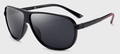 Lunettes de soleil aviateur en TR noir polarisé avec détails rayés rouge et blanc sur la branche - Monture Noire Verres Gris