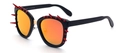 Punk-style square sunglasses with black frame and red mirrored lenses and spikes - Black Frame Orange Red Lens (C3)