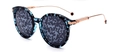 Lunettes de soleil rondes écaille bleue avec branches fines en métal doré rose chic - Monture Marbre Bleu Verres Mercure
