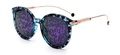 Round aviator sunglasses featuring blue tortoise frames and rose gold metal temples - Blue Marble Frame Purple Lenses