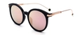 Classic aviator sunglasses with black frame, rose gold temples and pink mirrored lenses - Black Frame Pink Lens