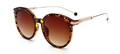 Classic tortoise shell sunglasses with brown gradient lenses and rose gold metal arms - Leopard Frame Gradient Brown Lens