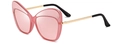 Chic pink translucent butterfly frame sunglasses with gold metal temples for women - Pink